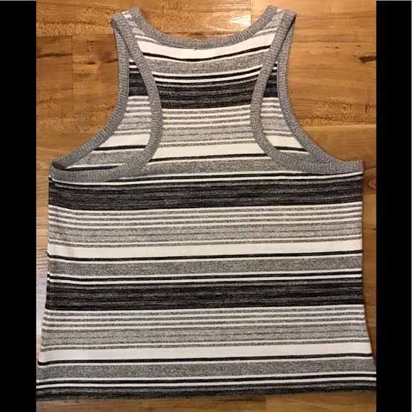 NWOT GAP Black, White, & Gray Racerback Striped Ringer - Picture 3 of 11